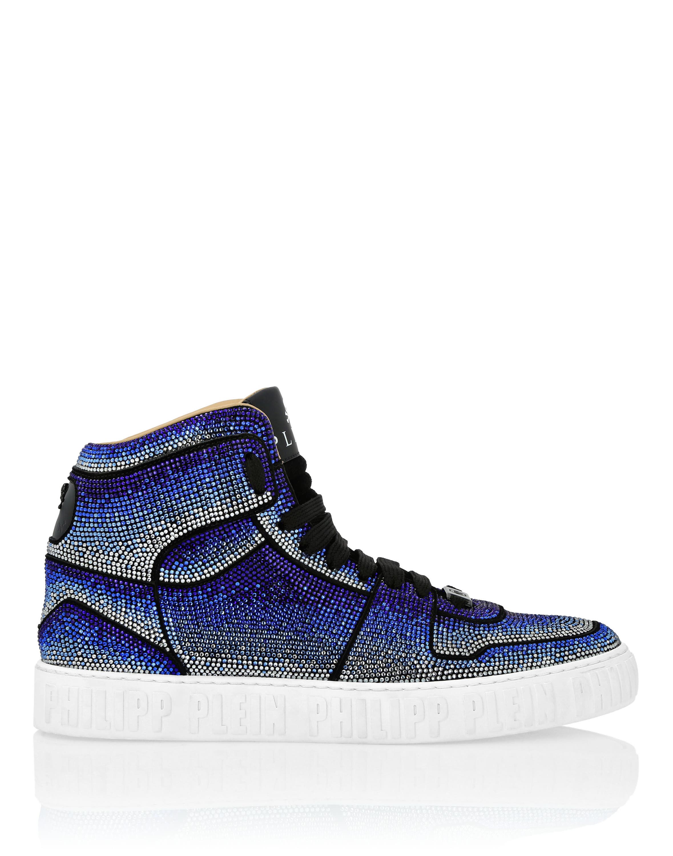 Suede Hi-Top Sneakers Strass Studs Men, Alternate, color, darkblue