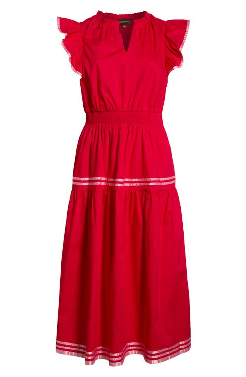 Sugarlips Solene Ruffle Cotton Maxi Dress In Red