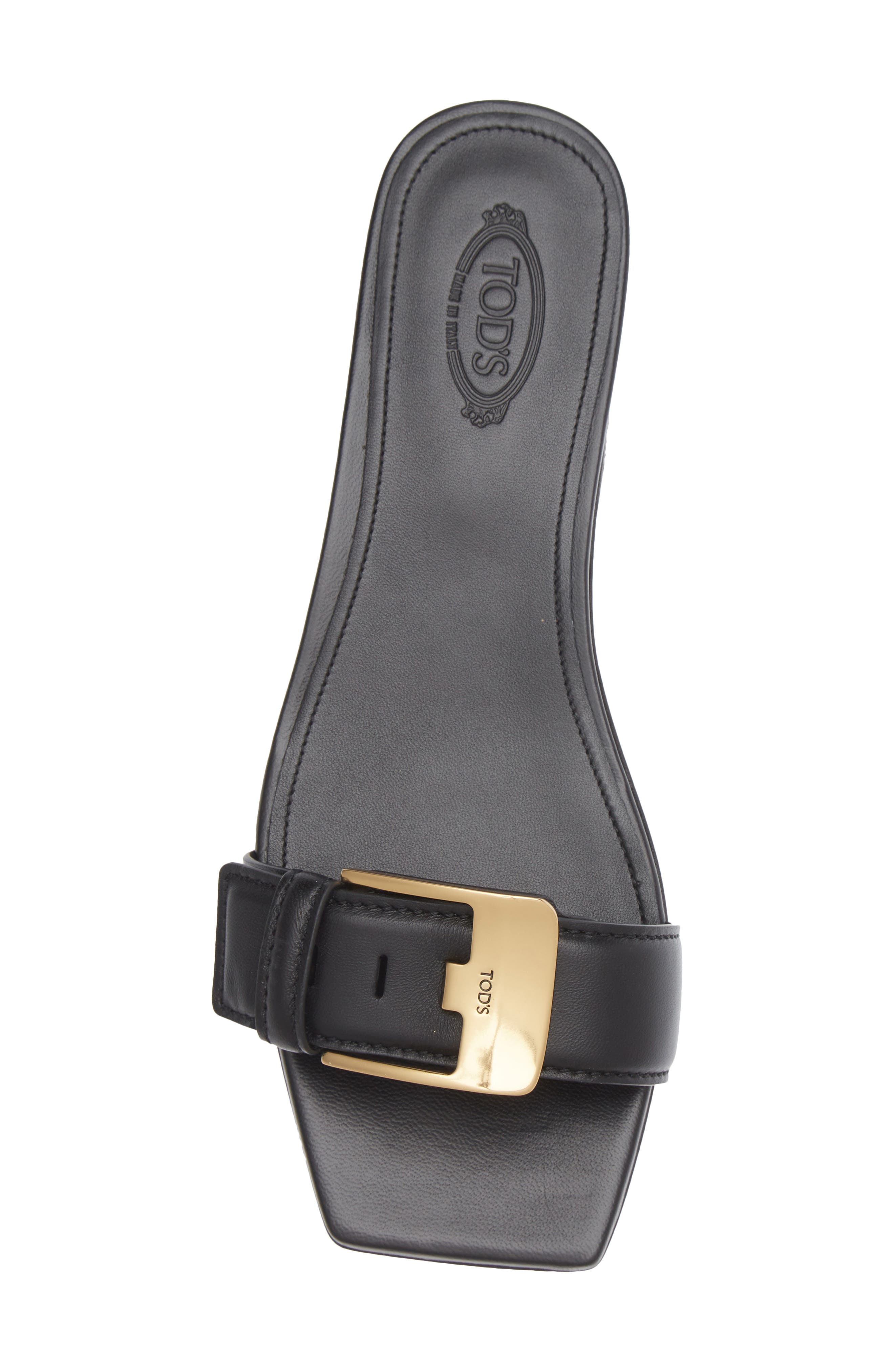 Tod's Buckle Slide Sandal, Alternate, color, Nero
