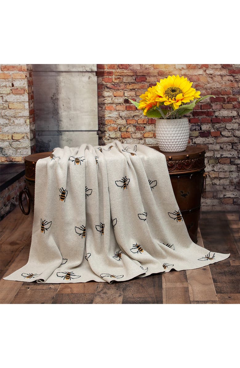 PARKLAND COLLECTION Transitional Ivory 50" x 60" Knitted Throw Blanket, Main, color,