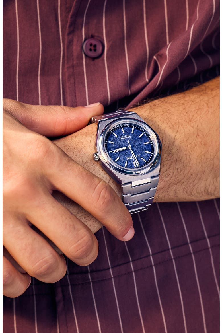 Zenshin Three-Hand Super Titanium™ Bracelet Watch, 39mm, Alternate, color, SILVER-TONE BLUE