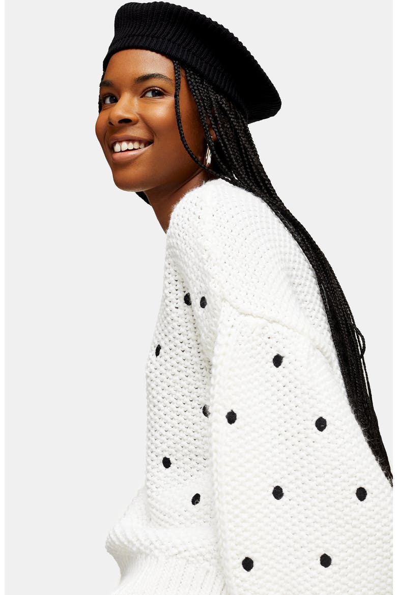 Spot Embroidered Sweater, Alternate, color, IVORY MULTI