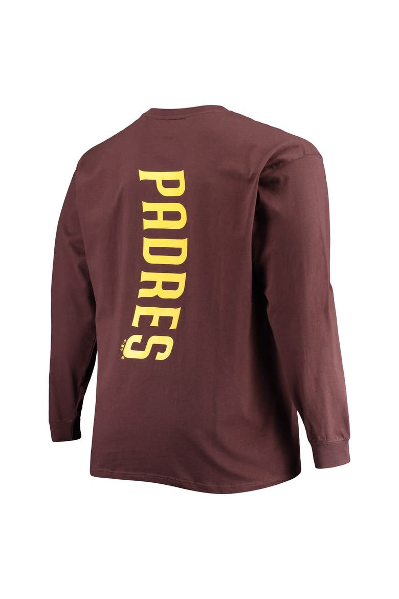 Men's Fanatics Branded Brown San Diego Padres Big & Tall Solid Back Hit Long Sleeve T-Shirt, Alternate, color, Brown