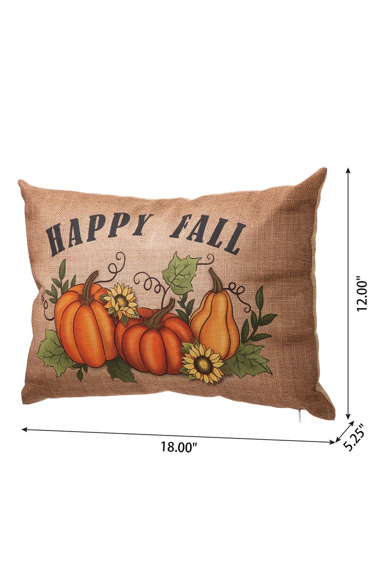 18"L Faux Burlap Fall Pumpkin Pillow, Alternate, color, Orange