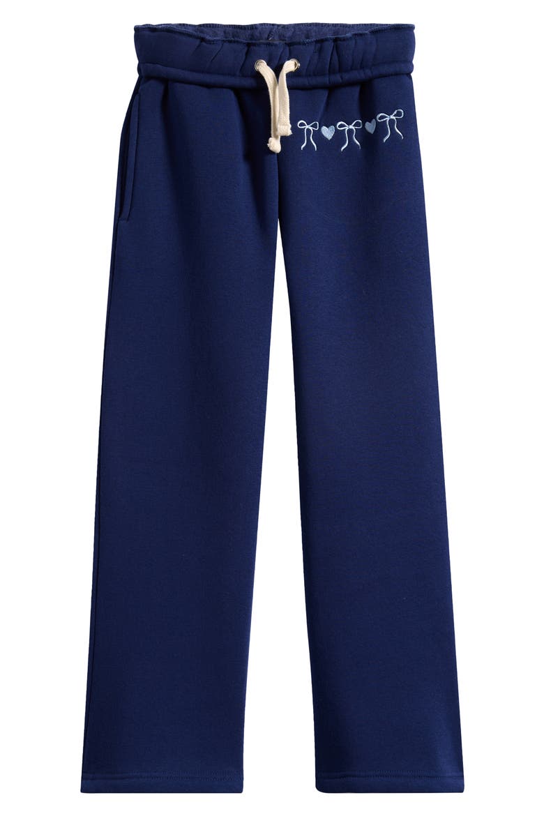 Kids' Puff Print Bow Wide Leg Pants, Main, color, NAVY