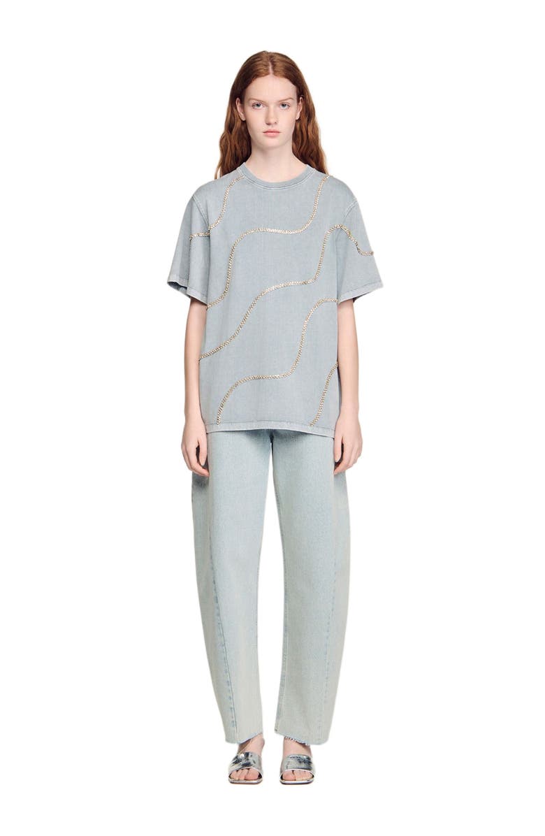 SANDRO Rhinestone T-shirt, Alternate, color, Grey