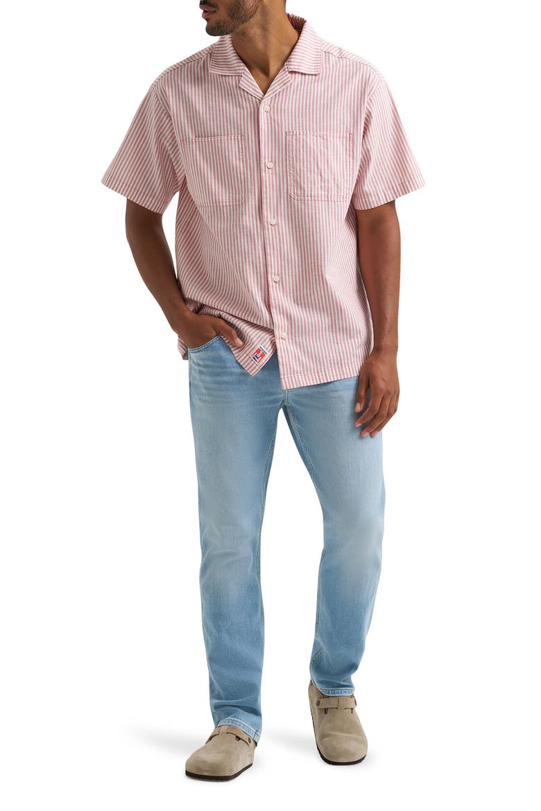 Stripe Graphic Camp Shirt, Alternate, color, DUSTRY ROSE