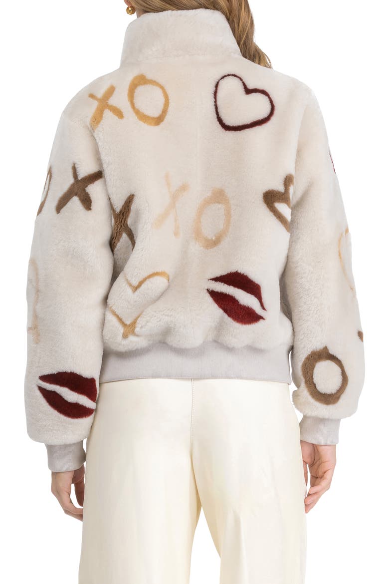 Reversible Shearing Lamb Bomber Jacket, Alternate, color, CREAM/XO MULTI