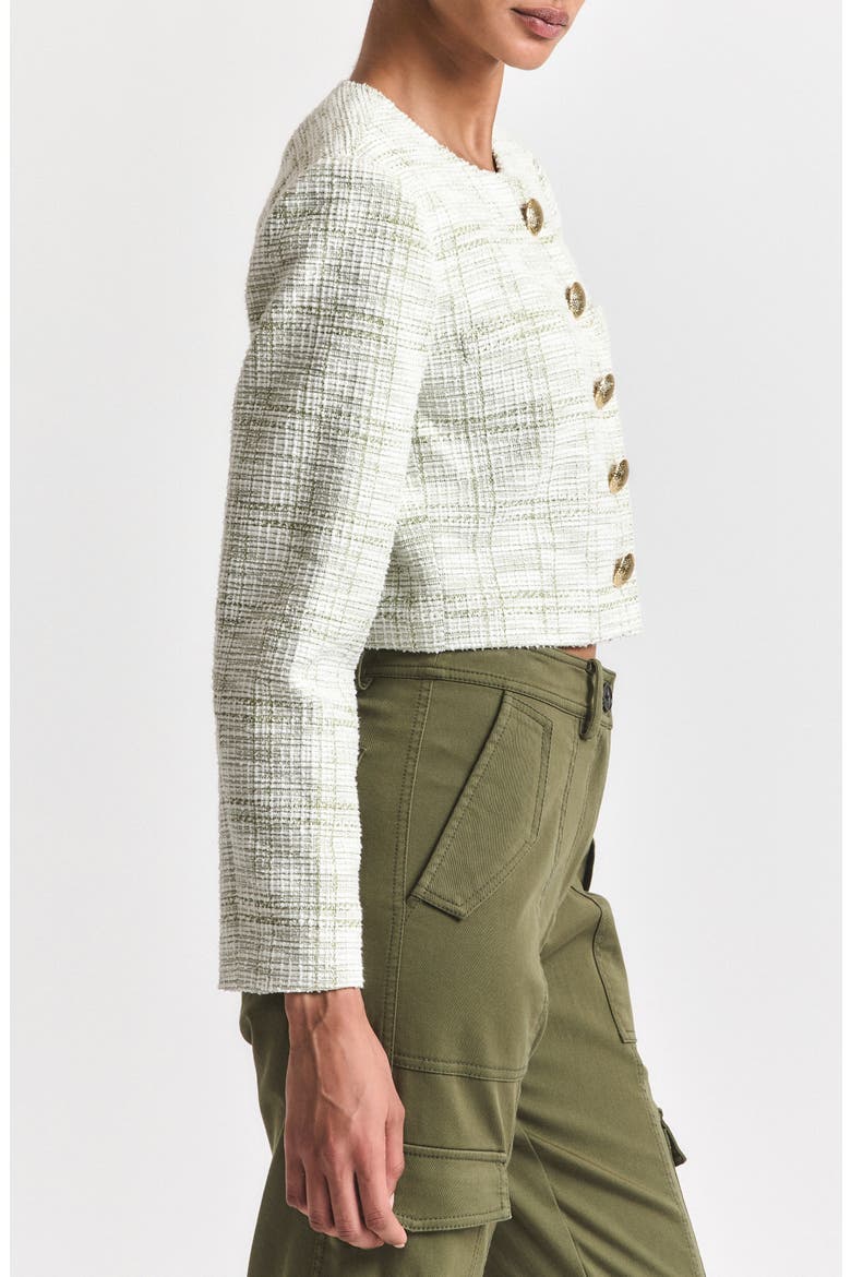 Juliette Crop Tweed Jacket, Alternate, color, SOFT SAGE/ WHITE