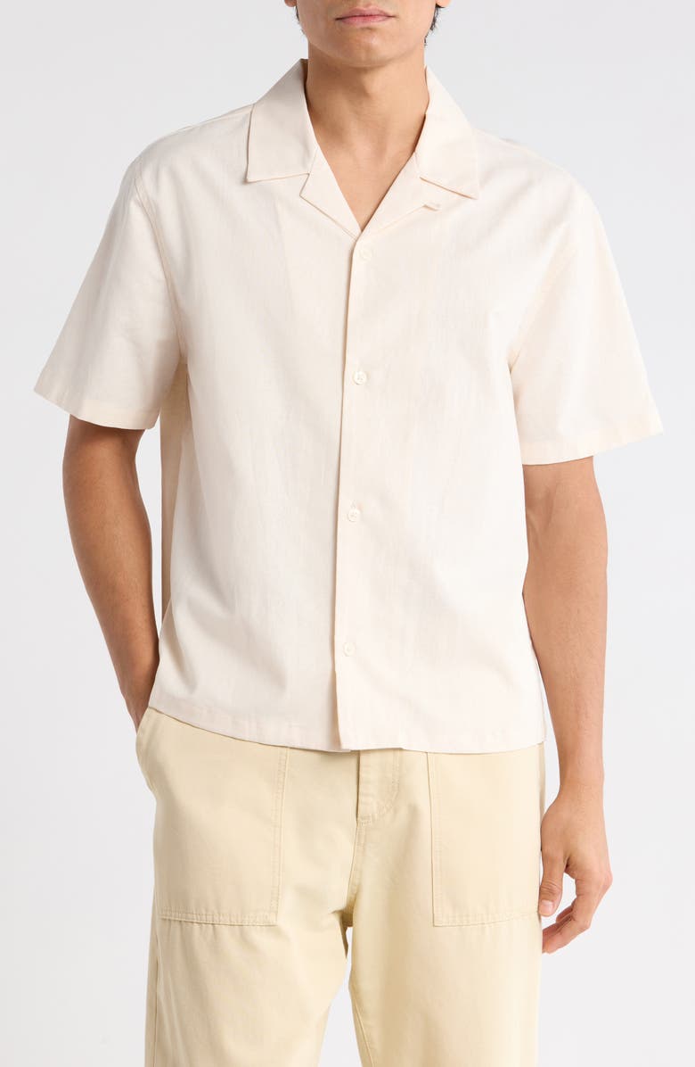 PacSun Elai Button-Up Cotton & Linen Camp Shirt, Main, color, Cream
