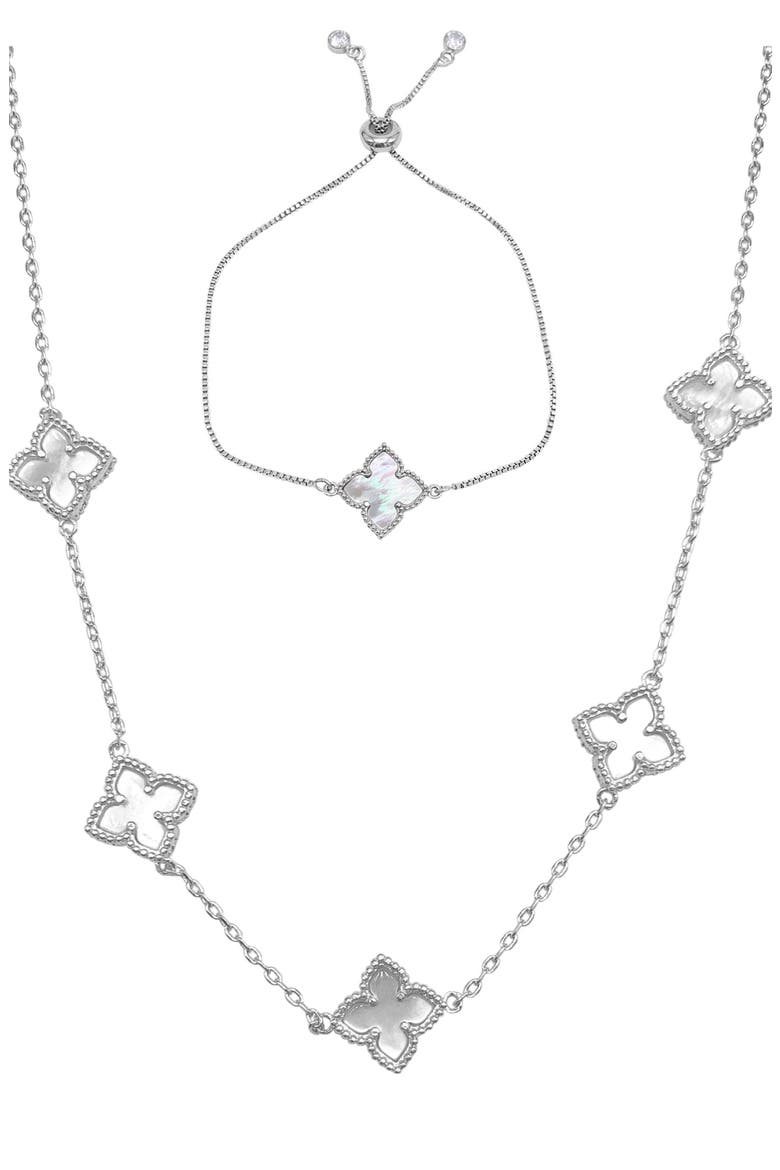 2-Piece Mixed Clover Jewelry Set, Main, color, SILVER