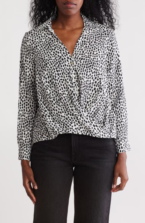 Long Sleeve Surplice V-Neck Wrap Top