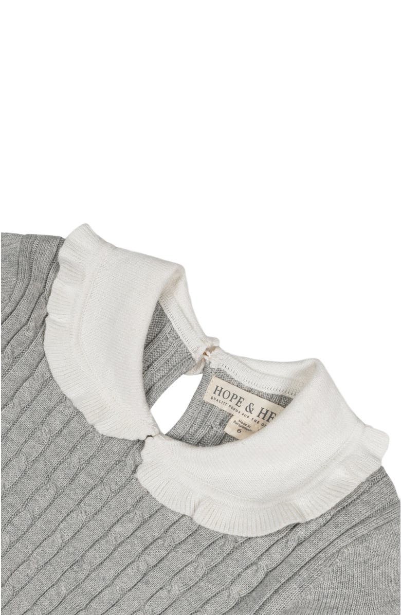 Hope & Henry Kids' Organic Long Sleeve Cable Knit Peter Pan Collar Sweater Dress, Alternate, color, Gray Heather Cable
