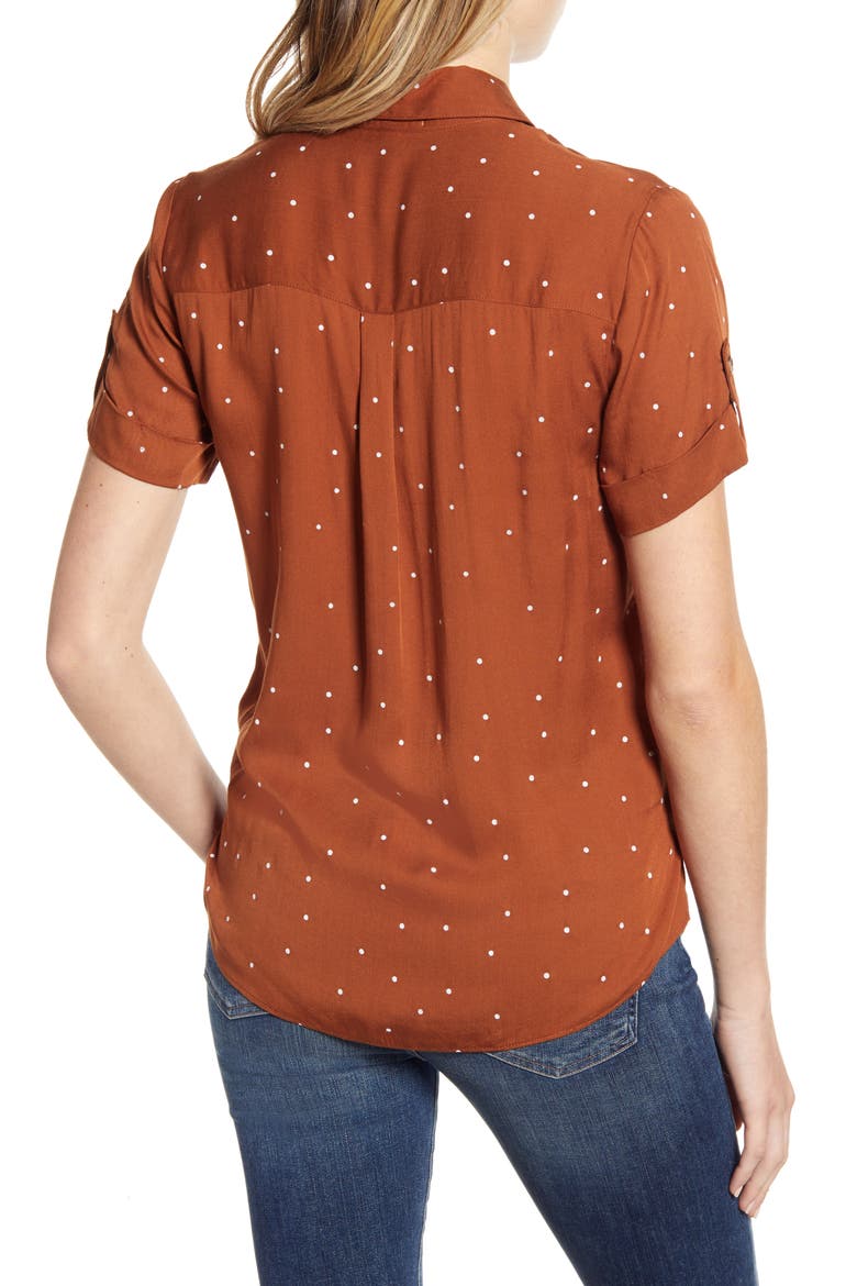 Polka Dot Camp Shirt, Alternate, color, RUST