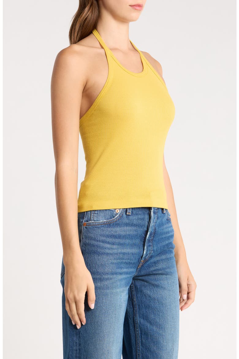 Sylvie Ribbed Halter Tank, Alternate, color, DANDELION