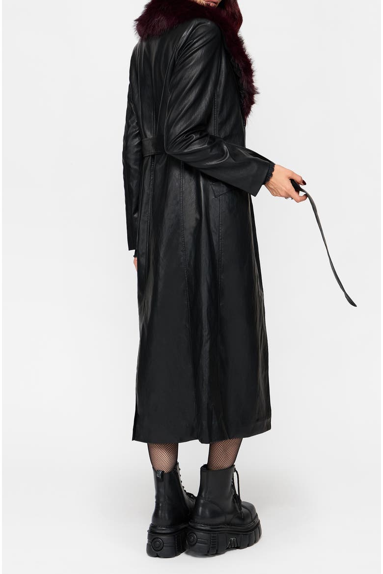Effina Fur Collar Longline Coat, Alternate, color, Black
