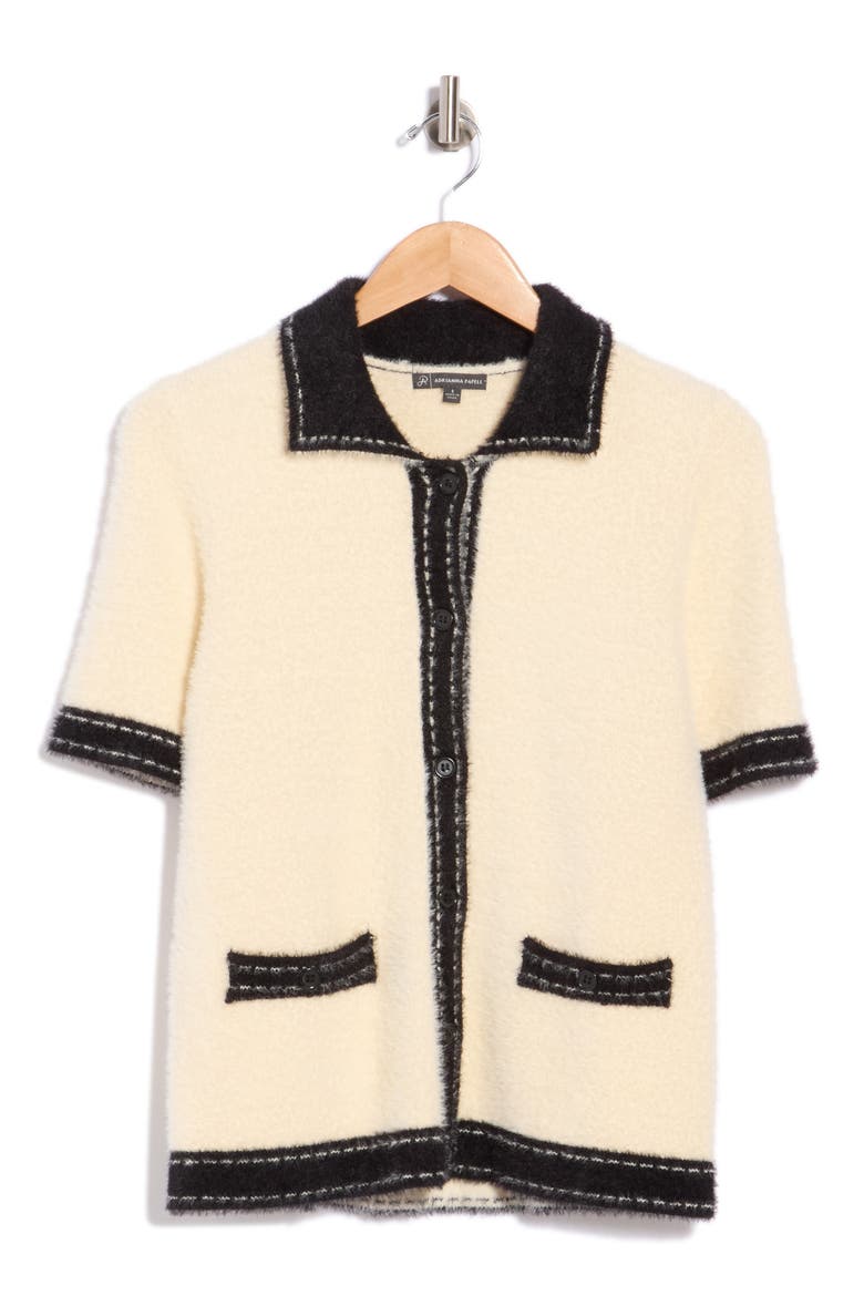 Two-Tone Cardigan Sweater, Alternate, color, CREAM/ BLACK