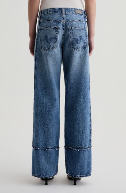 Ag Adria Colorblock Low Rise Wide Leg Jeans In Socialite In Blue
