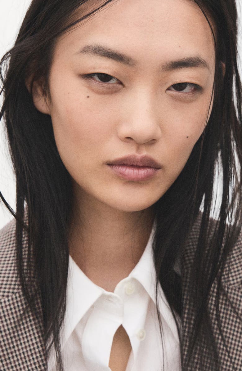 MANGO Charlotte Houndstooth Microcheck Double Breasted Blazer, Alternate, color, Burgundy