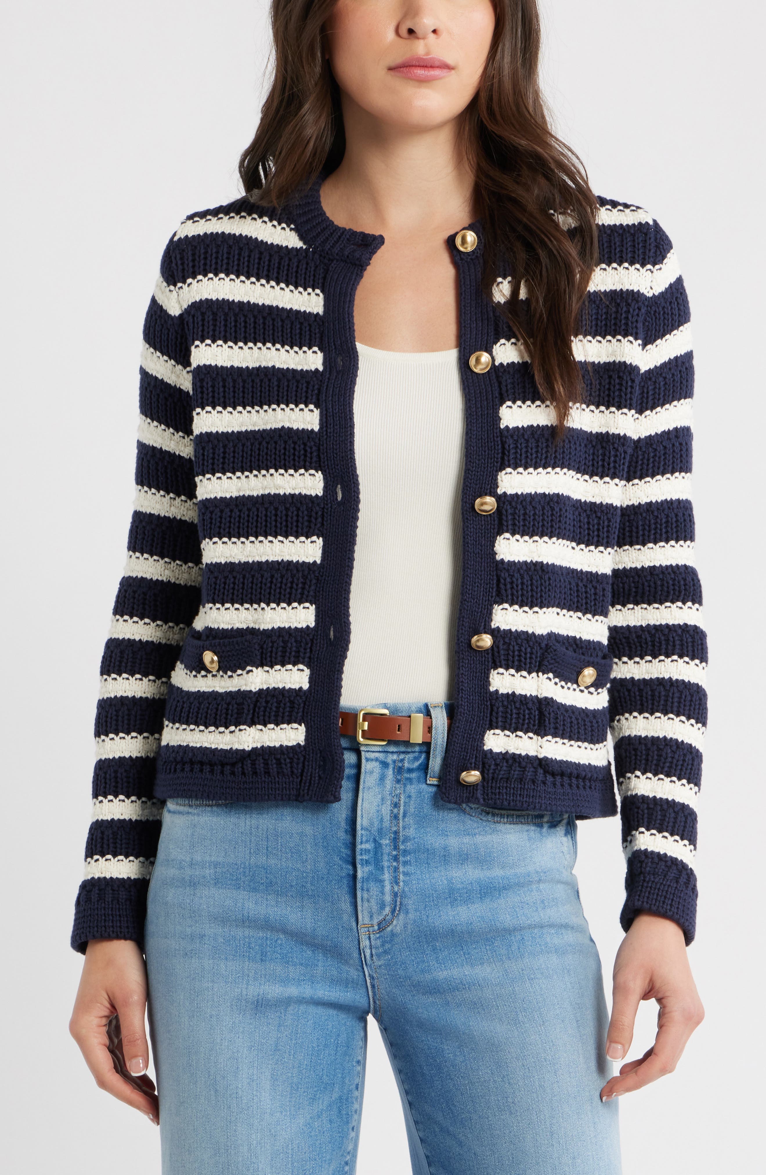 NAVY- IVORY PEGGY STRIPE