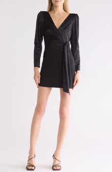 Cinq à Sept Layne Long Sleeve Satin Faux Wrap Minidress
