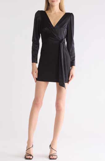 Cinq à Sept Layne Long Sleeve Satin Faux Wrap Minidress