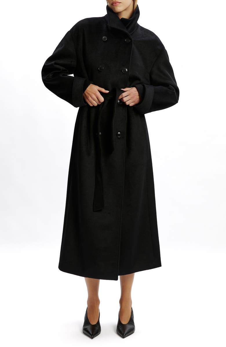 Bardot Enzo Oversize Double Breasted Wool Blend Coat, Main, color, Black