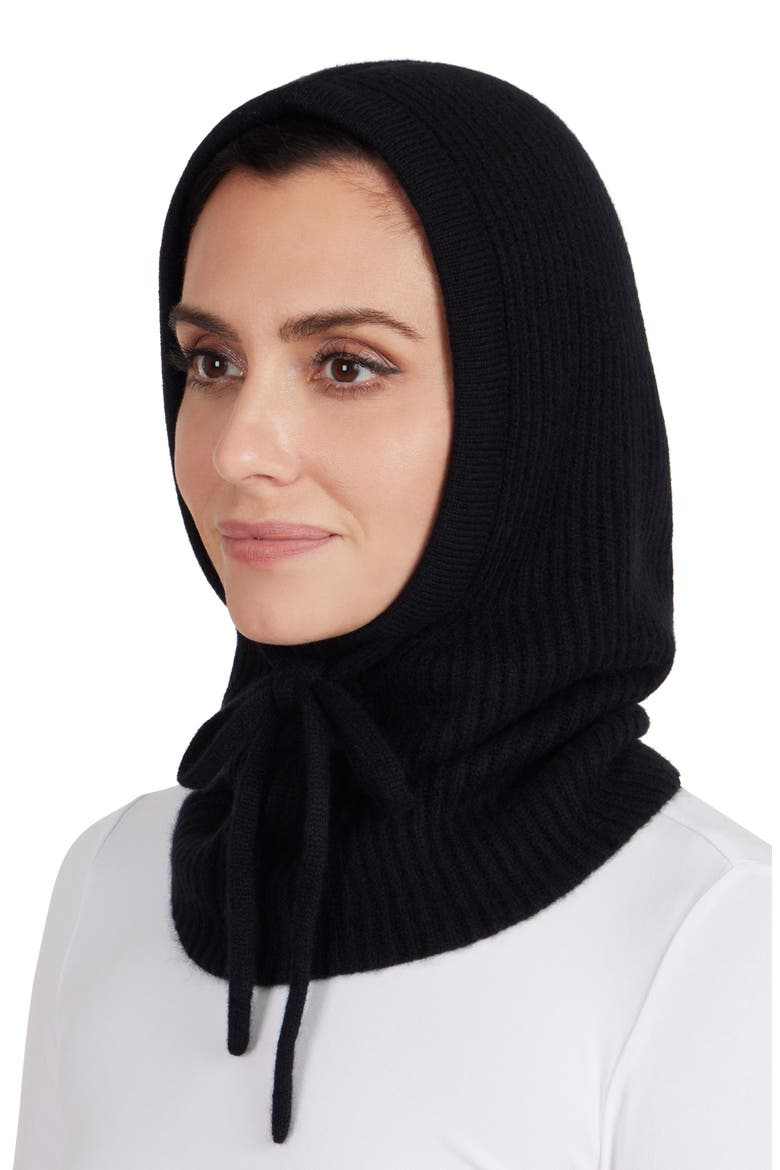 Cashmere Rib Knit Hood, Alternate, color, BLACK