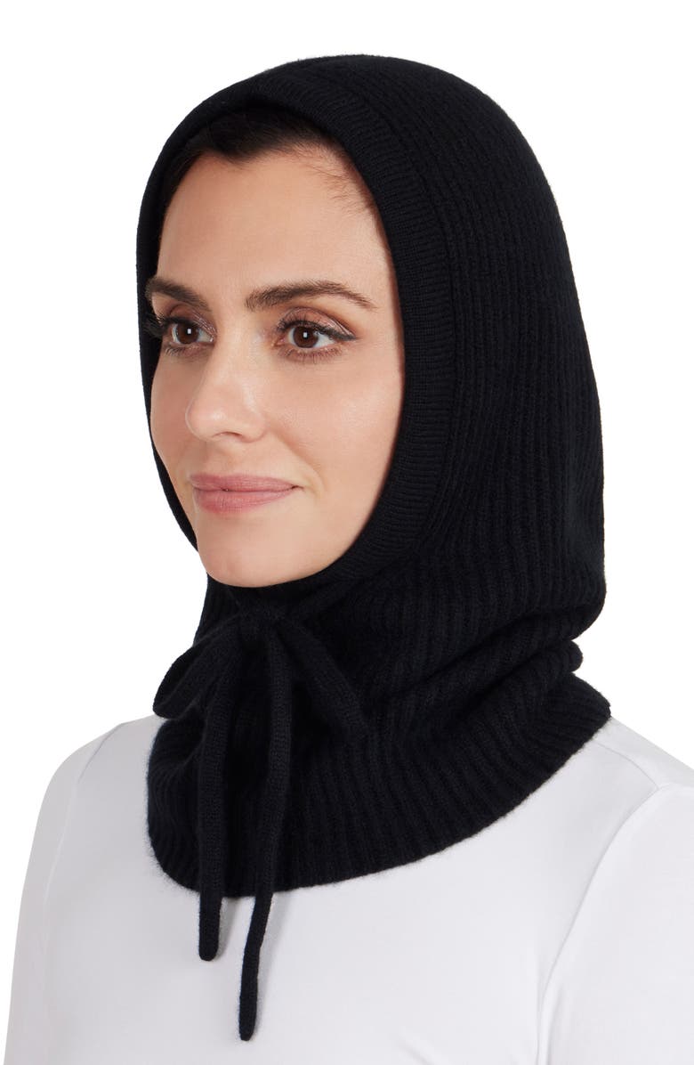Amicale Cashmere Rib Knit Hood, Alternate, color, Black