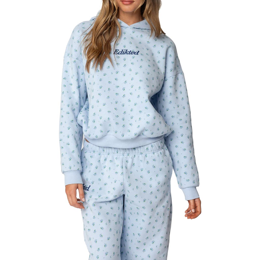 Edikted Flower Power Hoodie In Light-blue