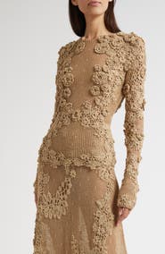 Ulla Johnson Viola Metallic Crochet Appliqué Open Stitch Sweater