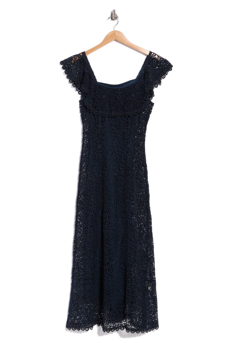 Balcony Lace Midi Dress, Alternate, color, NAVY