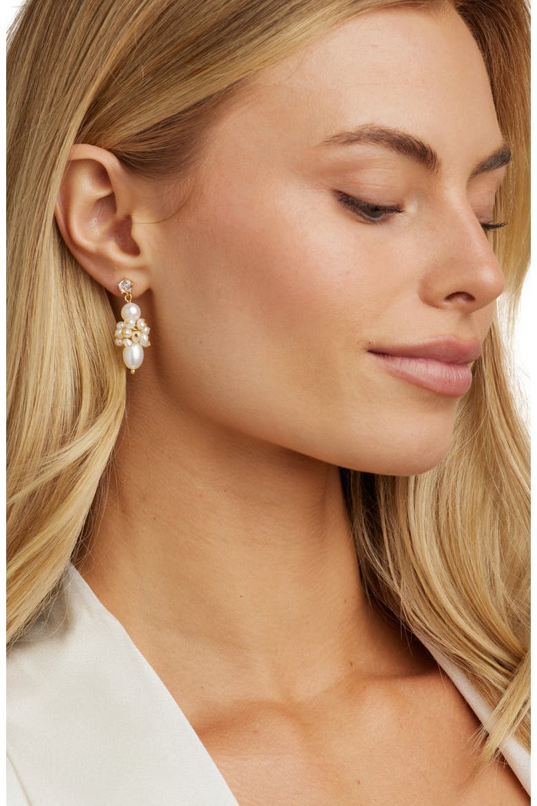 Sydney Pearl Drop Earrings, Alternate, color, Gold