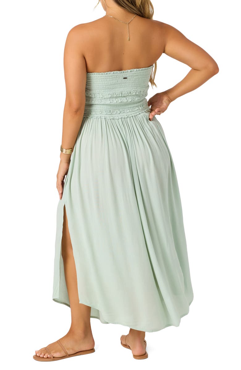 O'Neill Devyn Smocked Strapless Midi Dress, Alternate, color, Seafoam