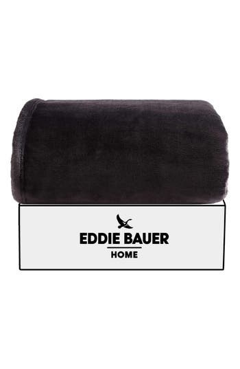 Eddie Bauer Ultra Luxe Fleece Throw Blanket In Black