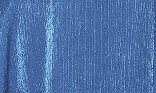 Xscape Evenings One-shoulder Metallic Organza Gown In Blue