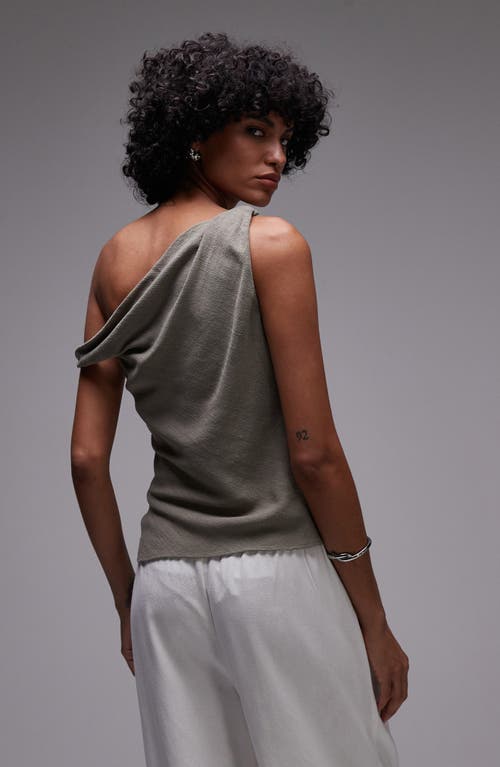 Topshop Twist Off The Shoulder Top In Gray