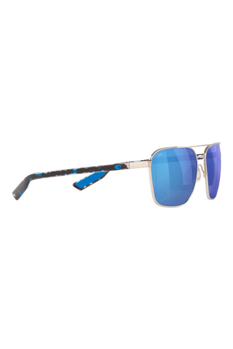 Wader 58mm Polarized Mirrored Rectangular Sunglasses, Alternate, color, SILVER / BLUE MIRROR 580G