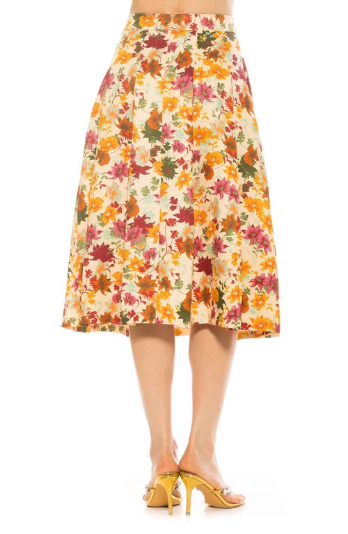 Alexia Admor Illia Pleated Midi Skirt In Beige Wildflower