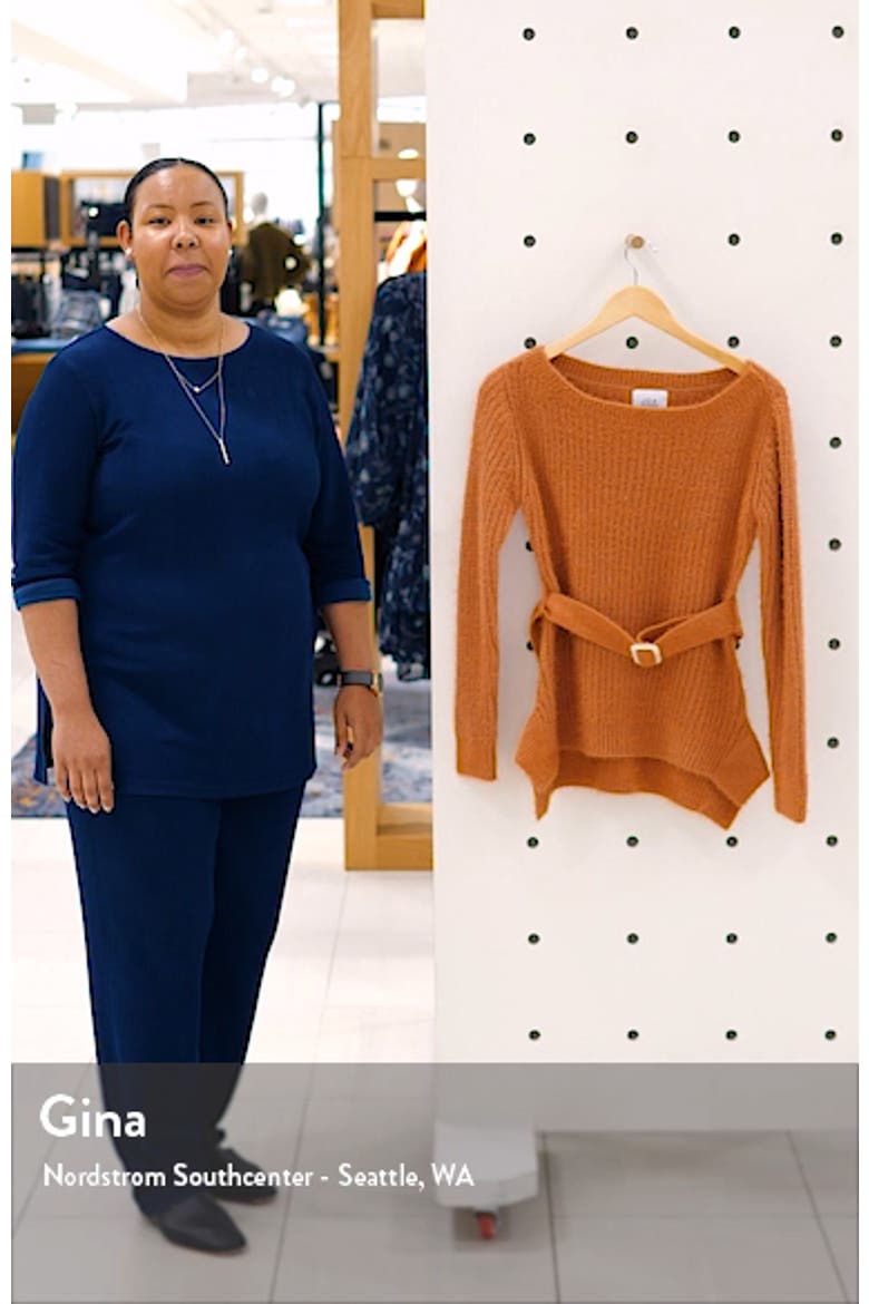 J.O.A Shaker Stitch Belted Sweater video
