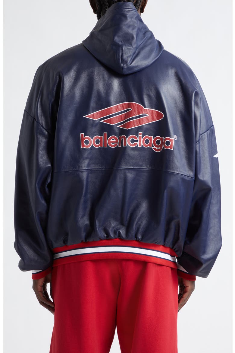3B Leather Polo Hoodie, Alternate, color, 4100 DARK NAVY