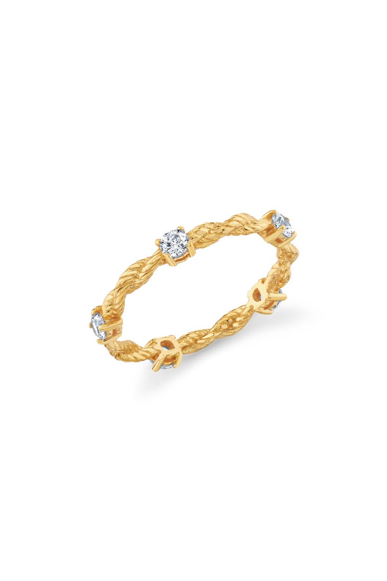 Cubic Zirconia Twisted Band Ring, Main, color, 18KT YELLOW GOLD / CLEAR STONE