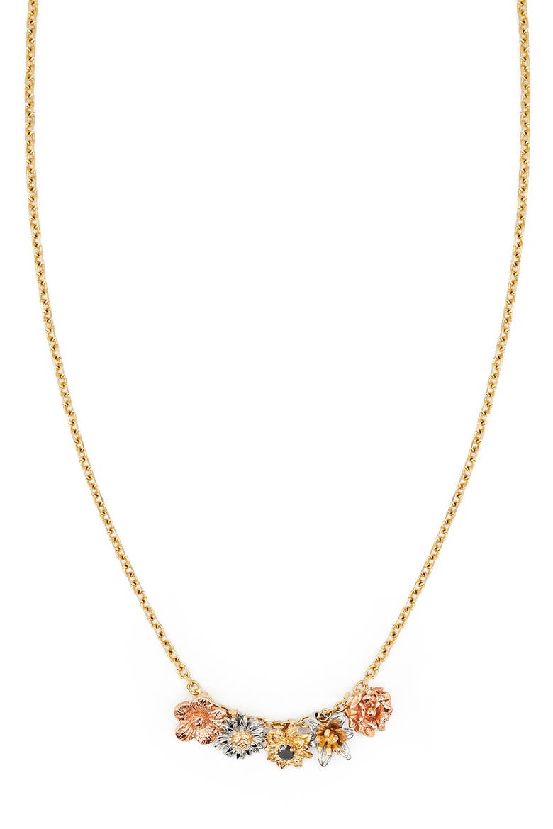 Flora Charm 14K Gold Necklace, Main, color, MULTI GOLD