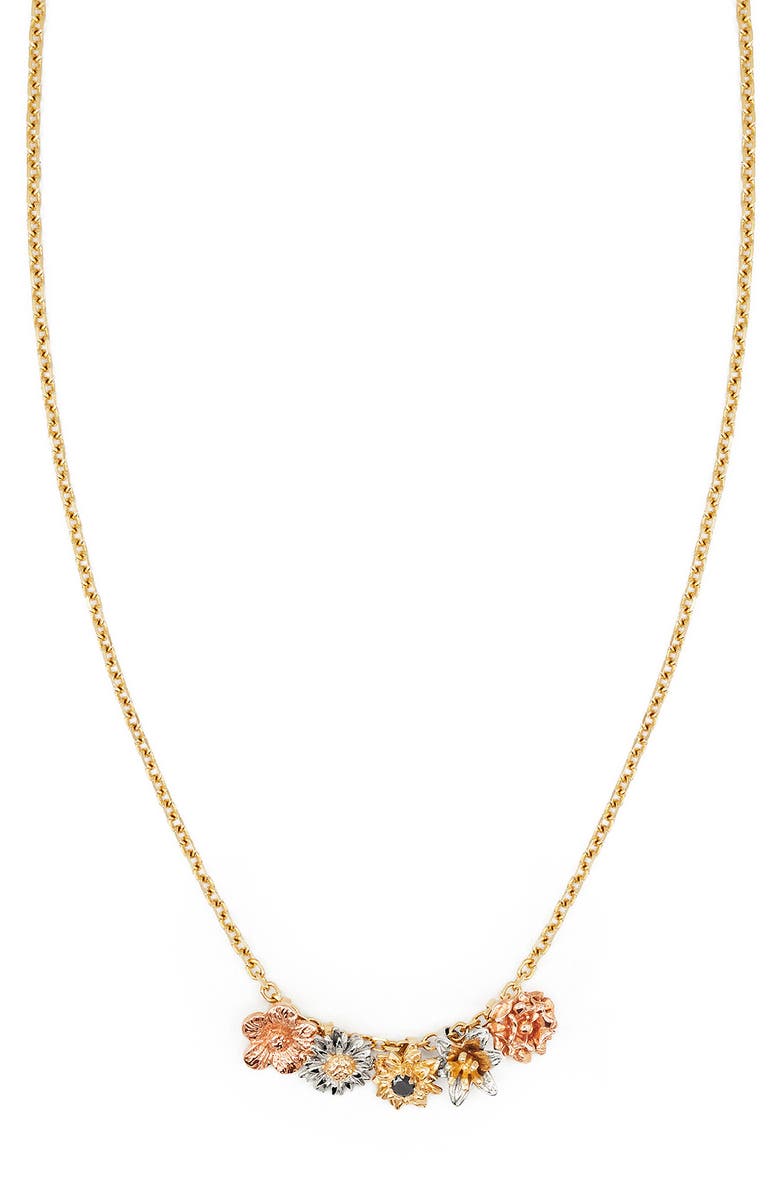Bernard James Flora Charm 14K Gold Necklace, Main, color, 