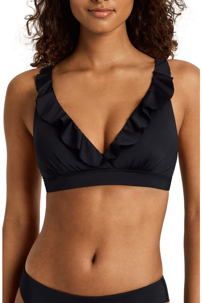 Ruffle Underwire Bikini Top, Main, color, BLACK