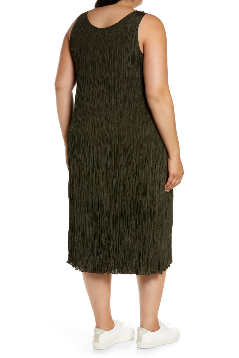 Crushed Silk Tiered Midi Dress, Alternate, color, SEAWEED