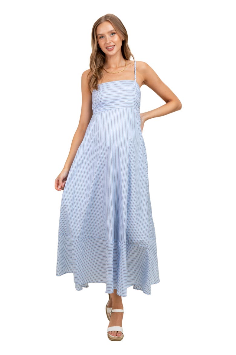 Spaghetti Strap Stripe Maxi Dress, Alternate, color, Light Blue