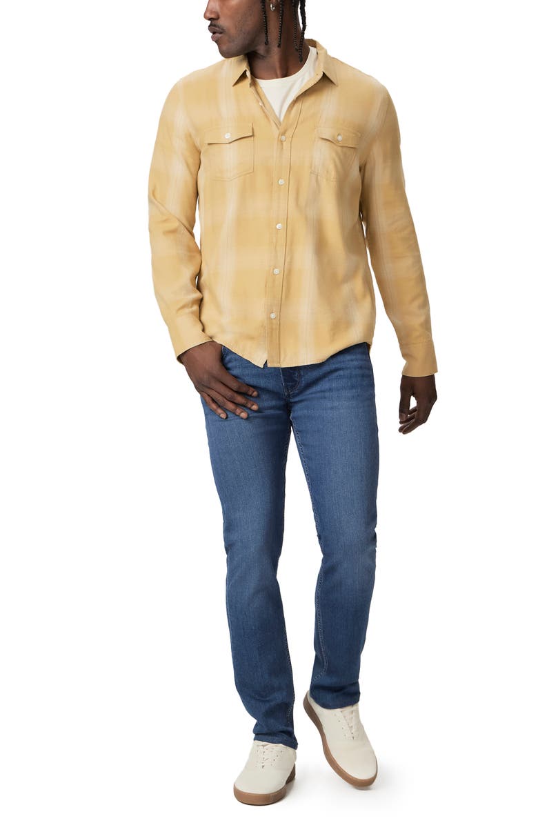 PAIGE Everett Plaid Flannel Button-Up Shirt, Alternate, color, Pearl Ston