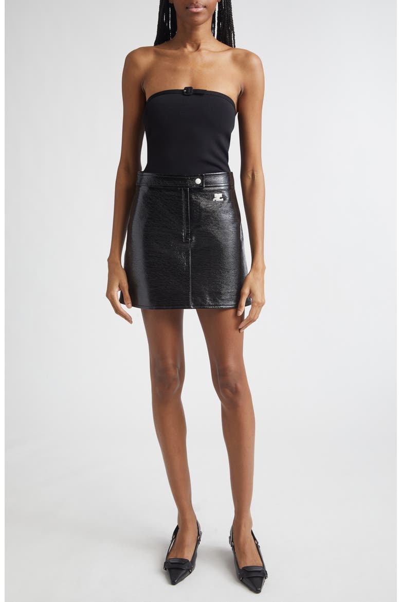Buckle Detail Bustier Knit Top, Alternate, color, BLACK
