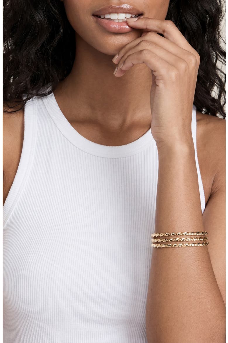 Set of 3 Twisted Bangle Bracelets, Alternate, color, GOLD